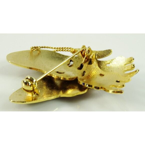 Vintage Cloisonne Butterfly Large Brooch Blue Red Yellow - Picture 3 of 4